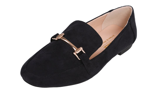 Feversole Women's Fashion Trim Deco Loafer Flats Faux Suede