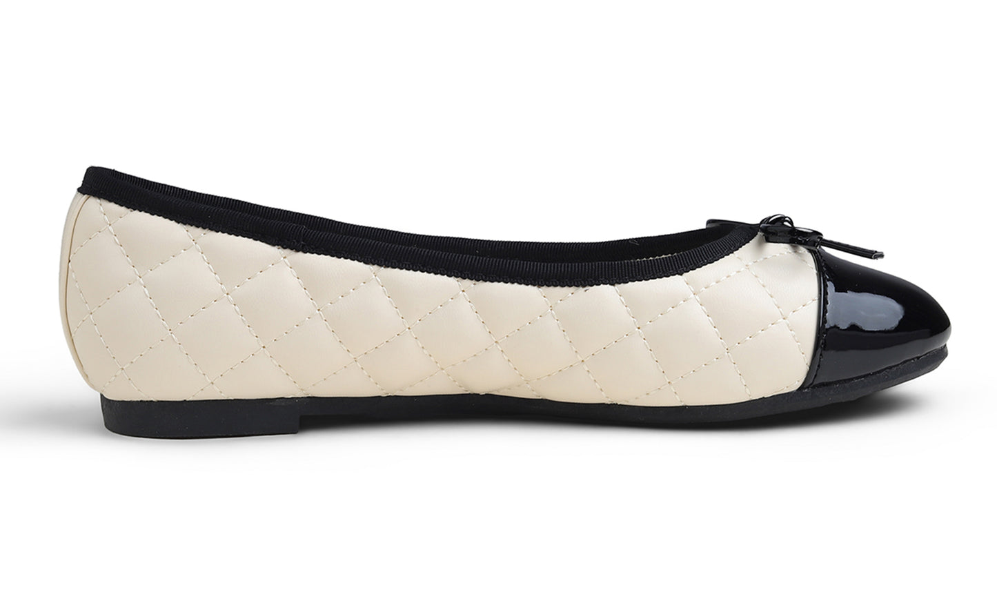 Feversole Women's Bow Tie Fashion Dress Slip On Shoes Round Toe Ballet Flat Quilted Toe Cap