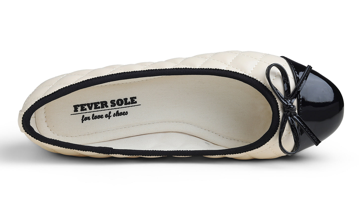Feversole Women's Bow Tie Fashion Dress Slip On Shoes Round Toe Ballet Flat Quilted Toe Cap