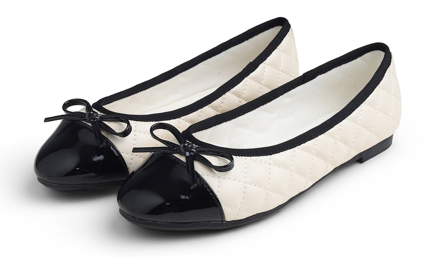 Feversole Women's Bow Tie Fashion Dress Slip On Shoes Round Toe Ballet Flat Quilted Toe Cap