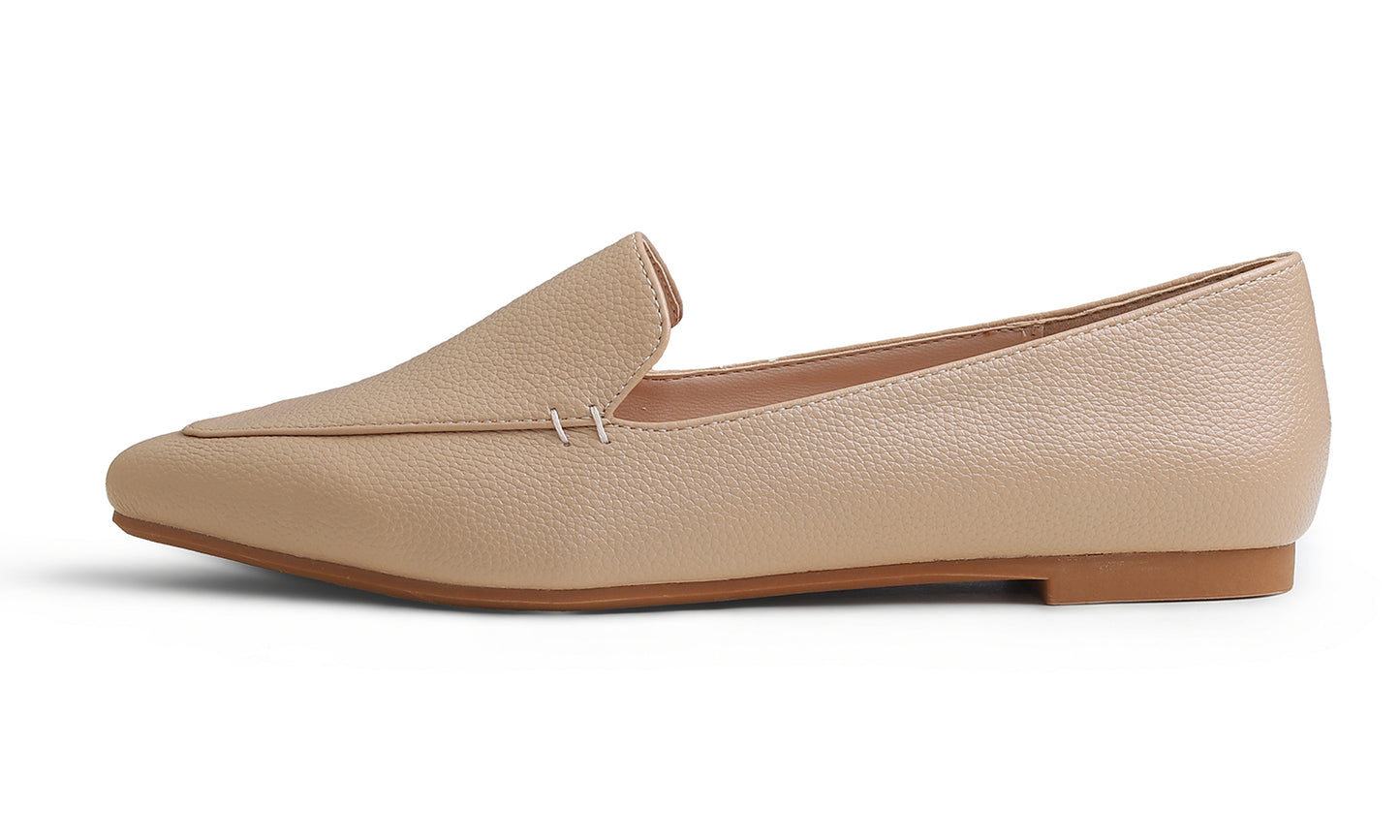 Feversole Women's Loafer Flat Pointed Fashion Slip On Comfort Driving Office Shoes Vegan Grain