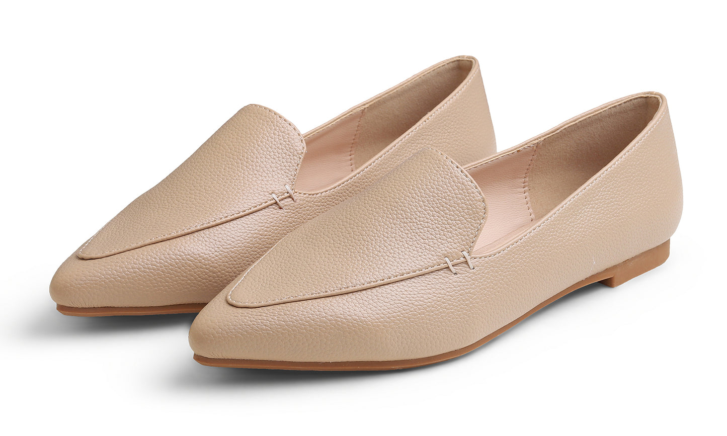 Feversole Women's Loafer Flat Pointed Fashion Slip On Comfort Driving Office Shoes Vegan Grain