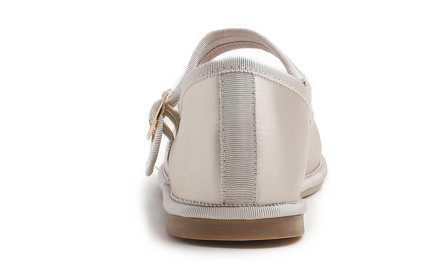 Feversole Women's Soft Classic Mary Jane Memory Foam Cushioned Comfort Round Toe Metal Buckle Flats Walking Shoes Satin Silky