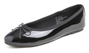 Feversole Women's Macaroon Black Memory Foam Cushion Insock Patent Ballet Flat