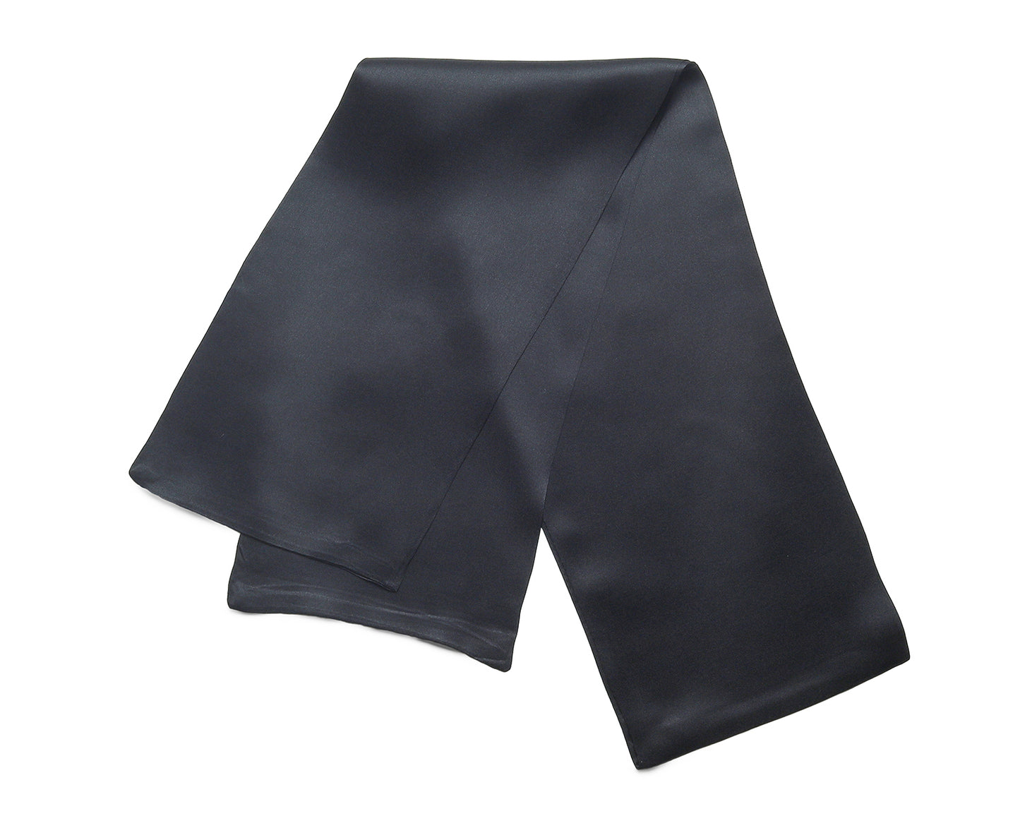 BREEZE NOUTHERLY Women's 100% Pure Mulberry Silk Scarf Double Sided Rectangle Tie Head Neck Waist Strip -17X150 Solid Black