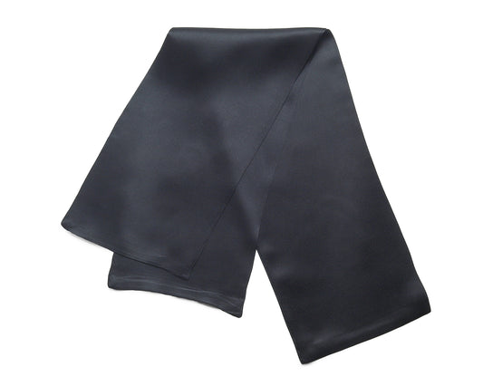 BREEZE NOUTHERLY Women's 100% Pure Mulberry Silk Scarf Double Sided Rectangle Tie Head Neck Waist Strip -17X150 Solid Black