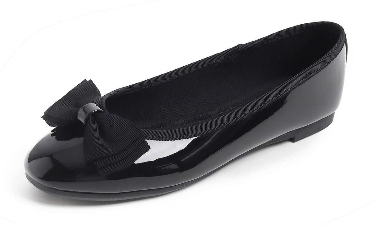 Feversole Women's Round Toe Cute Bow Trim Ballet Flats Dolly Shoes