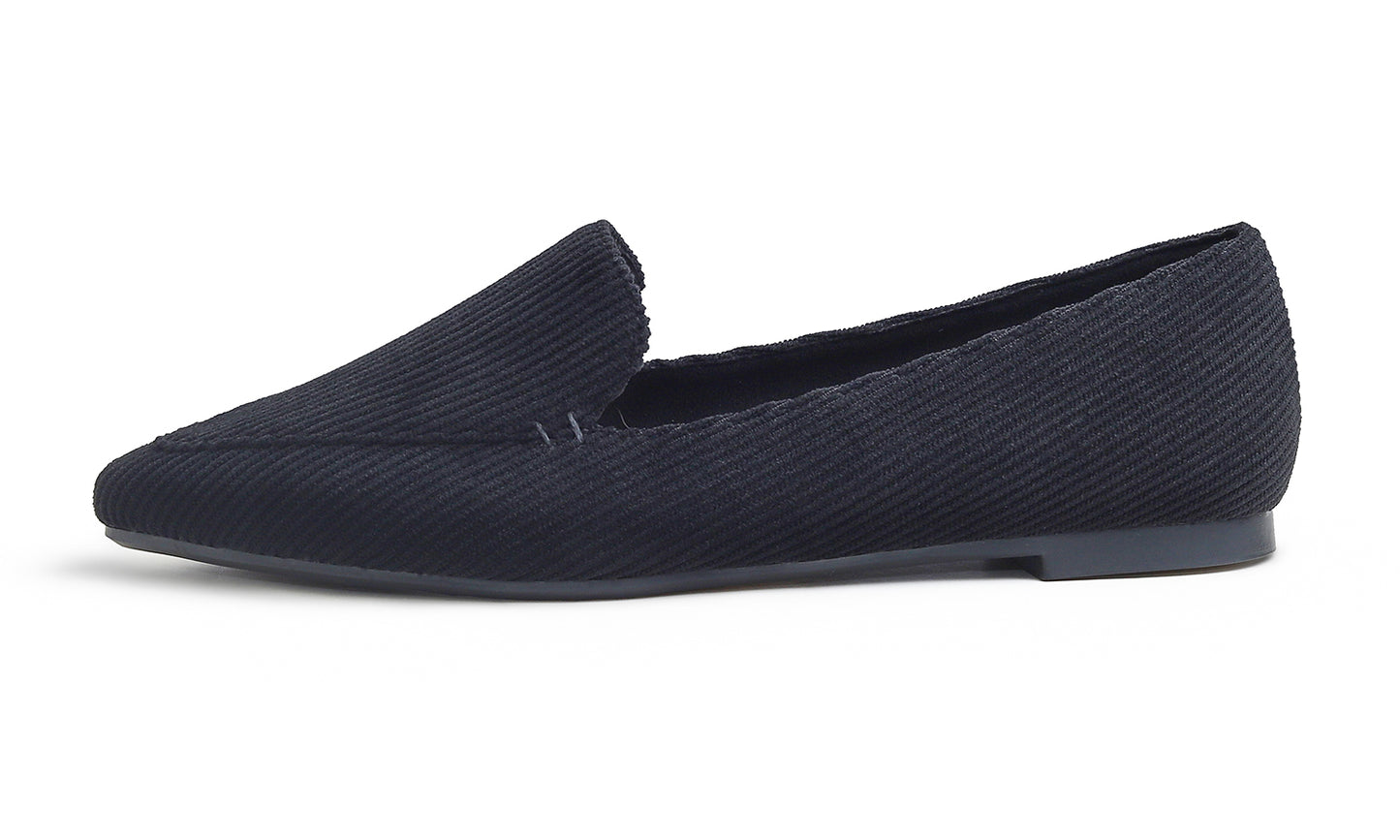 Feversole Women's Loafer Flat Pointed Fashion Slip On Comfort Soft Driving Office Shoes Corduroy