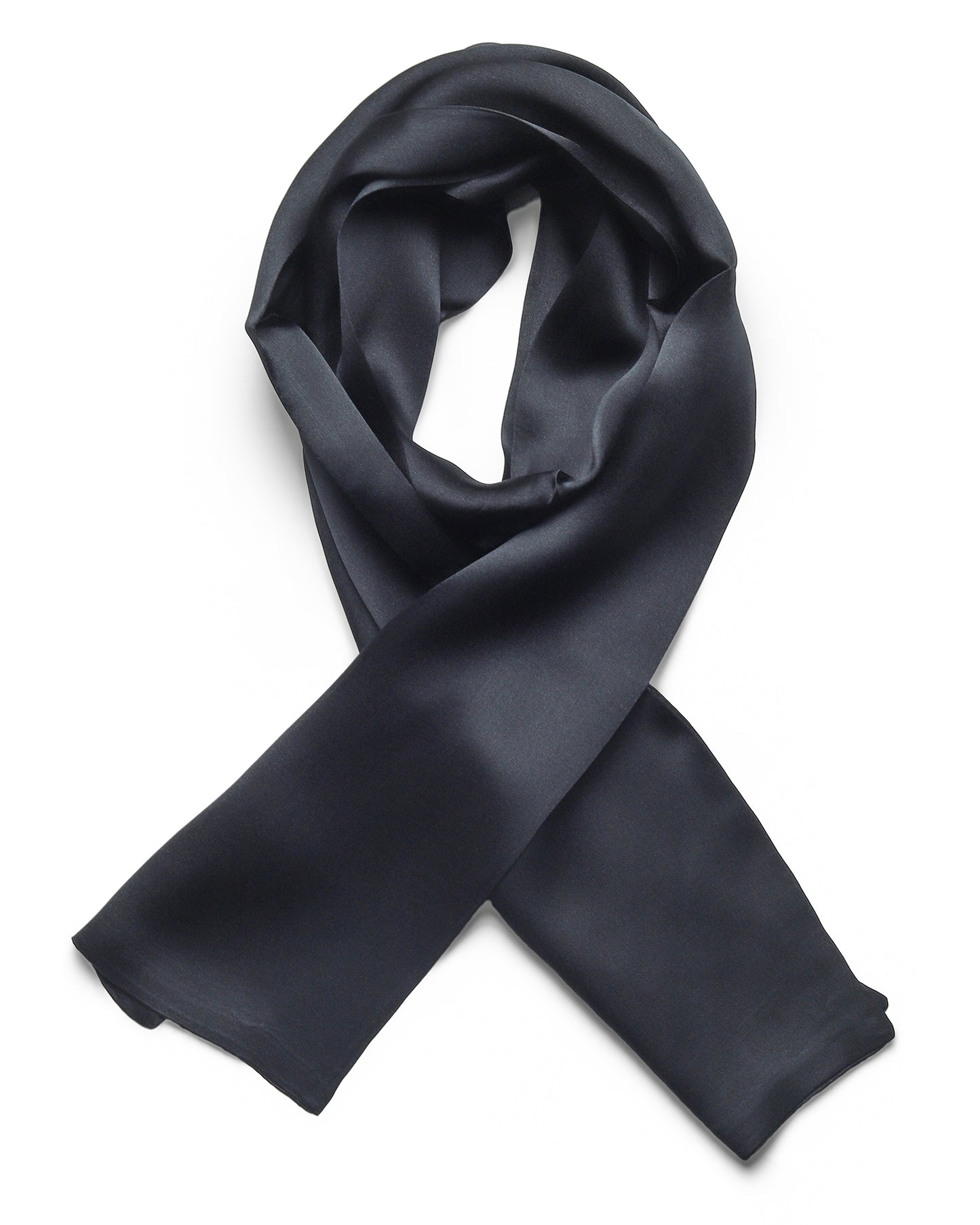 BREEZE NOUTHERLY Women's 100% Pure Mulberry Silk Scarf Double Sided Rectangle Tie Head Neck Waist Strip -17X150 Solid Black