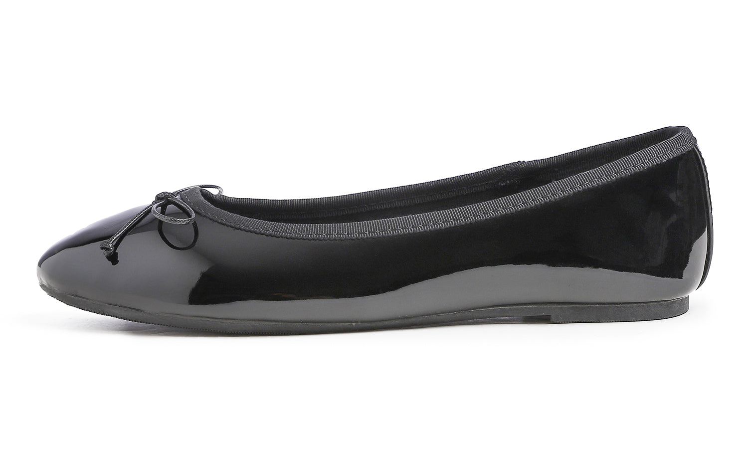 Feversole Women's Macaroon Black Memory Foam Cushion Insock Patent Ballet Flat