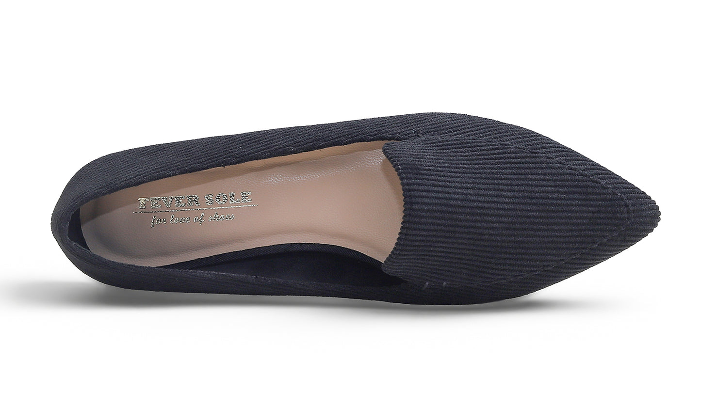 Feversole Women's Loafer Flat Pointed Fashion Slip On Comfort Soft Driving Office Shoes Corduroy