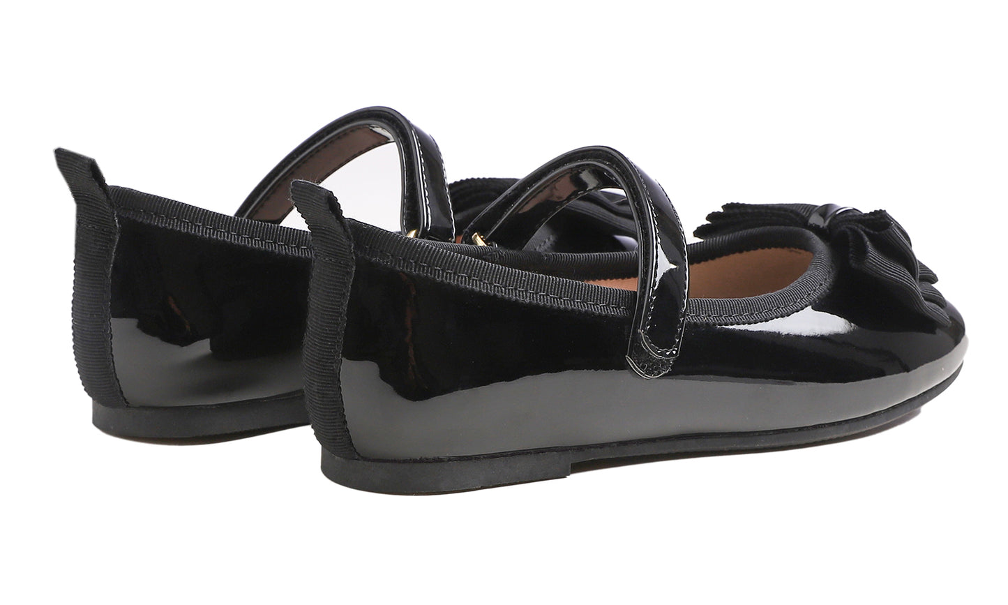 Feversole Girls Cute Dress Mary Jane Shoes Soft Party Holiday Ballet Bow Tie Patent Vegan Leather