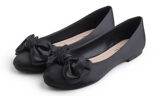 Feversole Women's Round Toe Soft Cute Dress Ballet Flats Satin