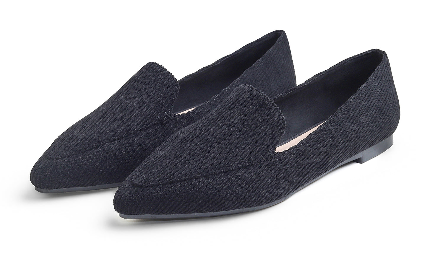 Feversole Women's Loafer Flat Pointed Fashion Slip On Comfort Soft Driving Office Shoes Corduroy