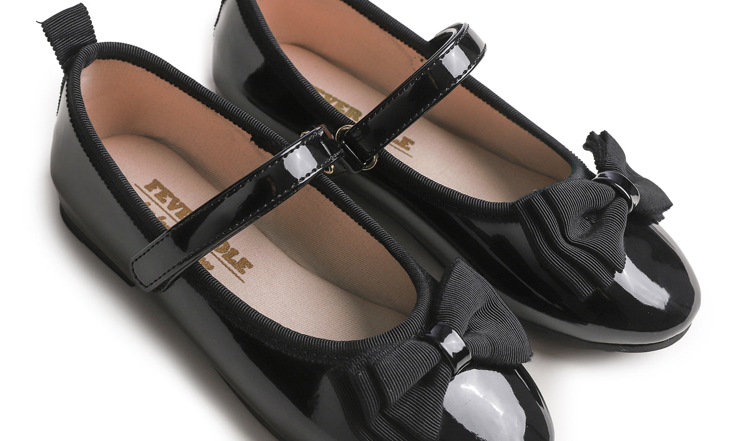 Feversole Girls Cute Dress Mary Jane Shoes Soft Party Holiday Ballet Bow Tie Patent Vegan Leather