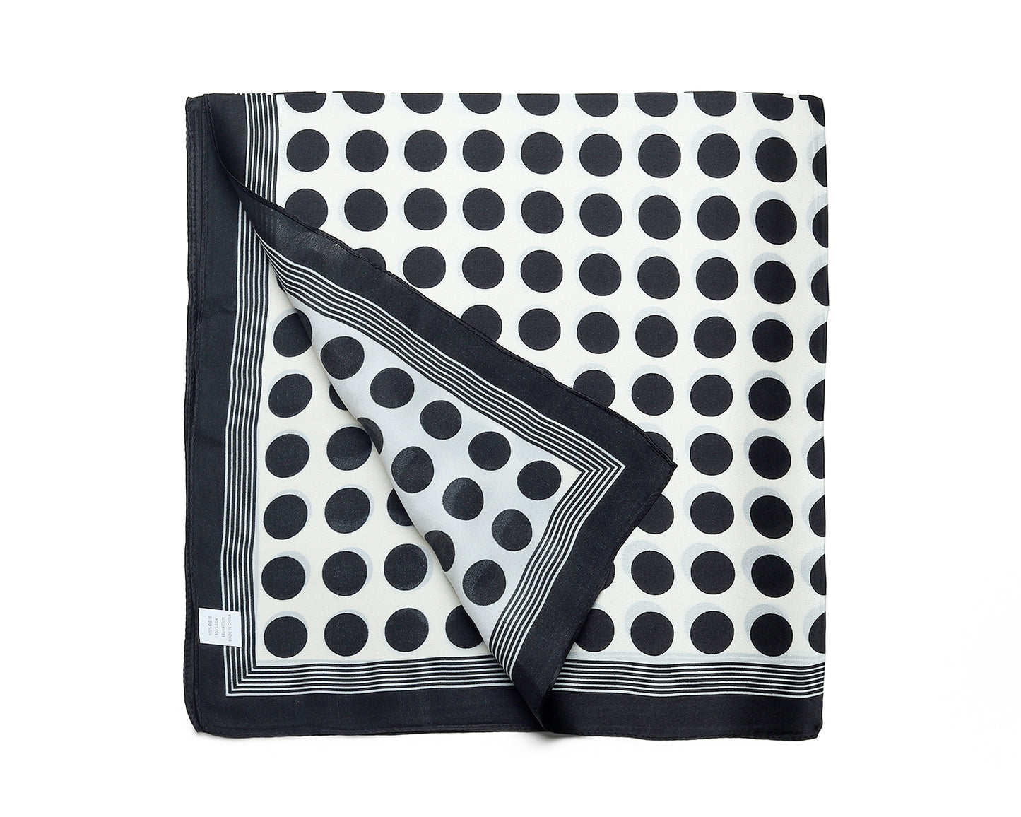 BREEZE NOUTHERLY 100% Mulberry Silk Square Scarf for Women, 26'' Versatile Hair Neck Bag Scarf Luxury Gift-Black Dot