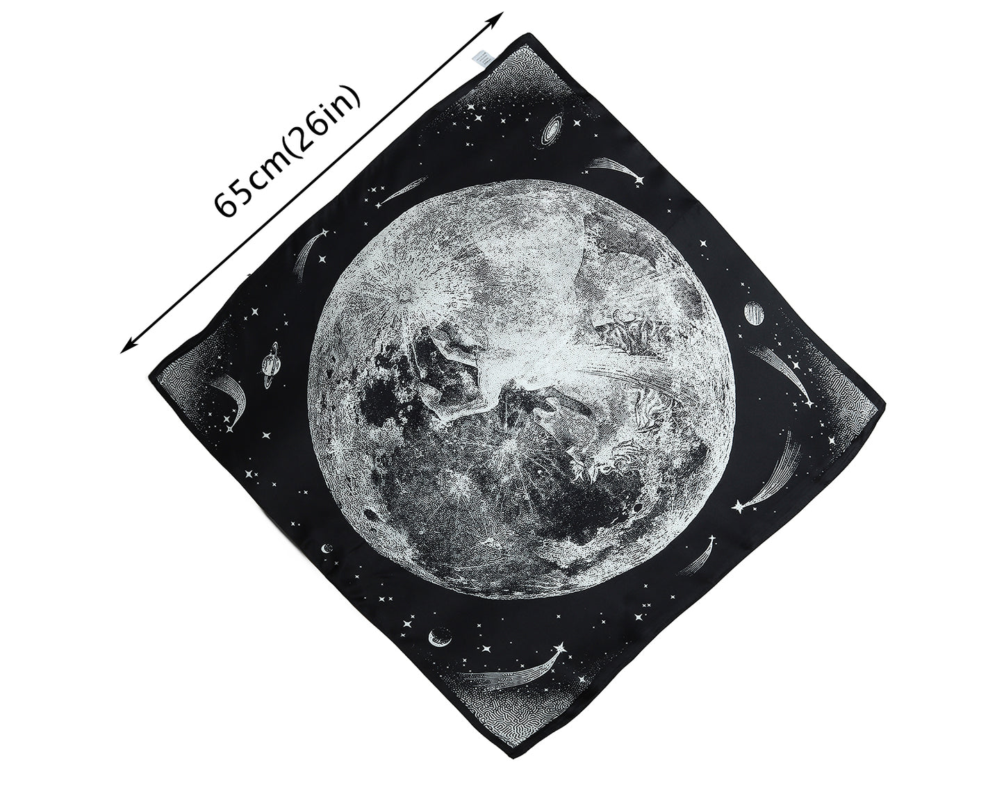 BREEZE NOUTHERLY 100% Mulberry Silk Square Scarf for Women, 26'' Versatile Hair Neck Bag Scarf Luxury Gift-Black Moon