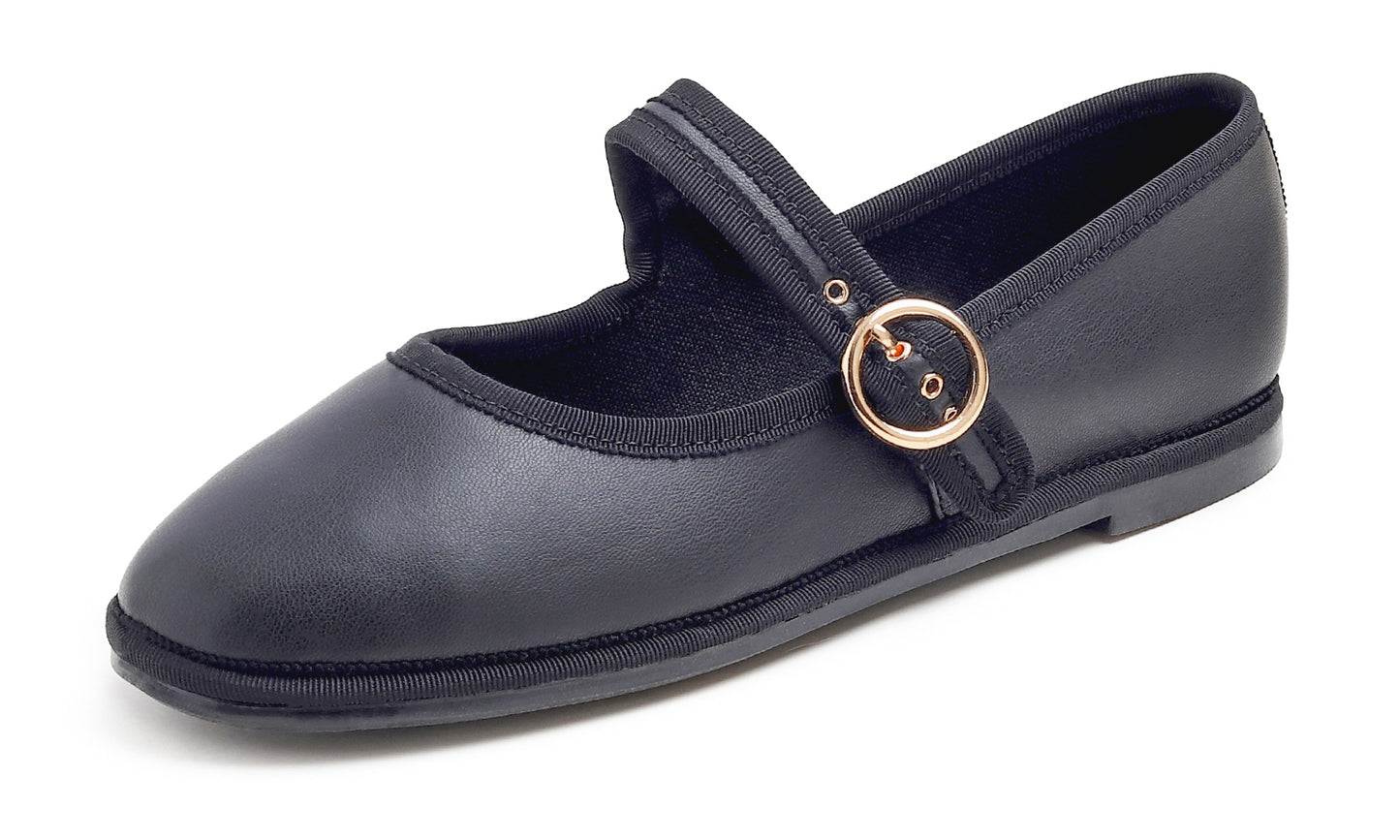 Feversole Women's Soft Classic Mary Jane Memory Foam Cushioned Comfort Round Toe Metal Buckle Flats Walking Shoes