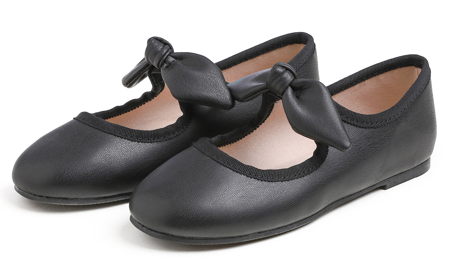 Feversole Girls Cute Dress Mary Jane Shoes Little Kids Casual Buckle Strap Flats Vegan Leather Bow Elastic