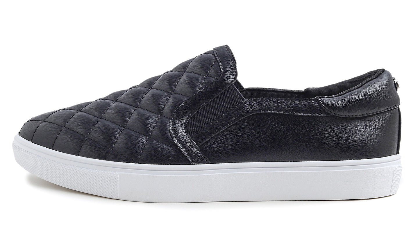 Feversole Women's Casual Slip On Sneaker Comfortable Quilted Loafer Travel Walking Shoes Vegan Leather Quilted