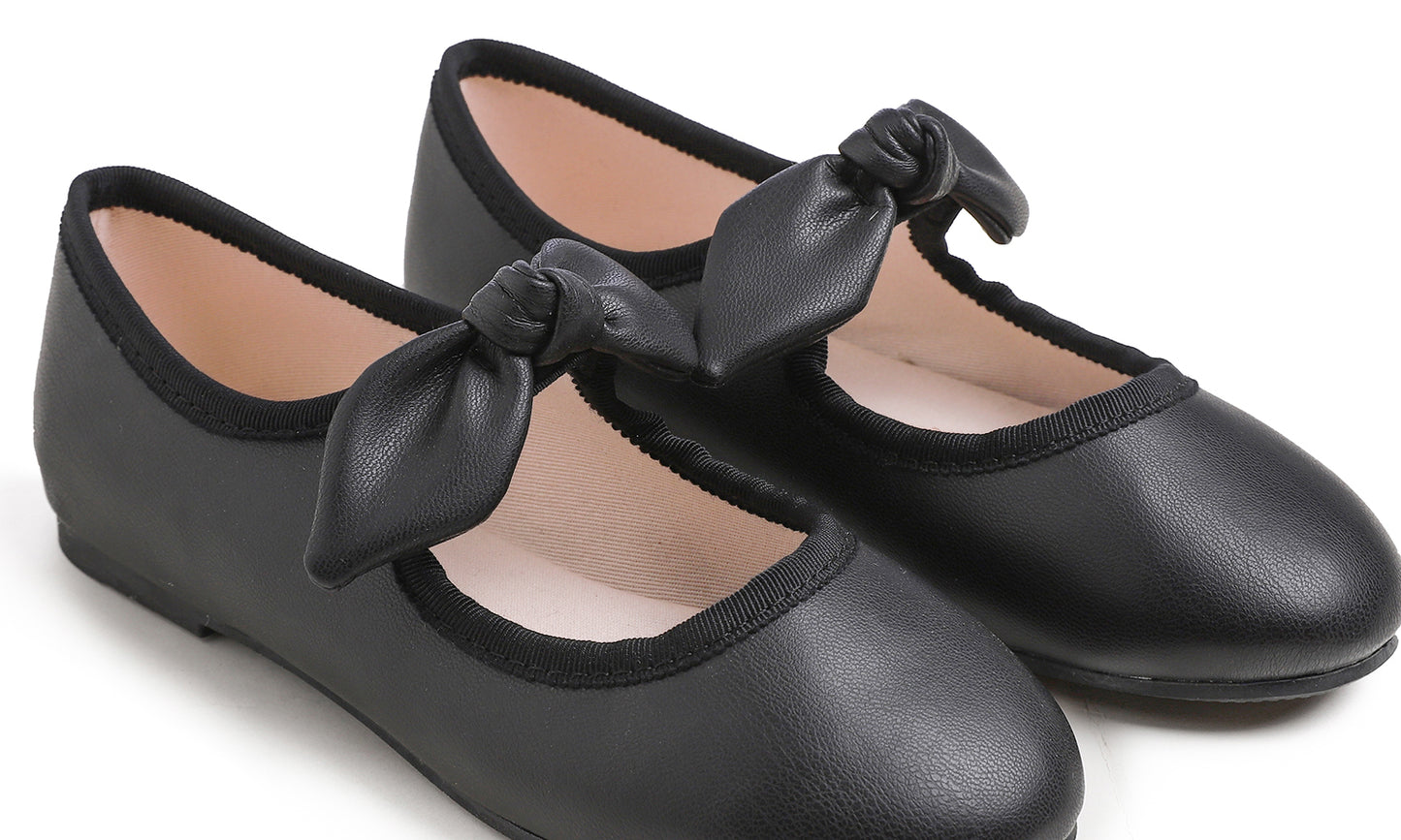Feversole Girls Cute Dress Mary Jane Shoes Little Kids Casual Buckle Strap Flats Vegan Leather Bow Elastic