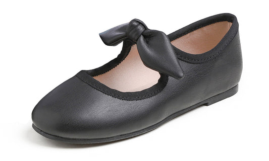 Feversole Girls Cute Dress Mary Jane Shoes Little Kids Casual Buckle Strap Flats Vegan Leather Bow Elastic