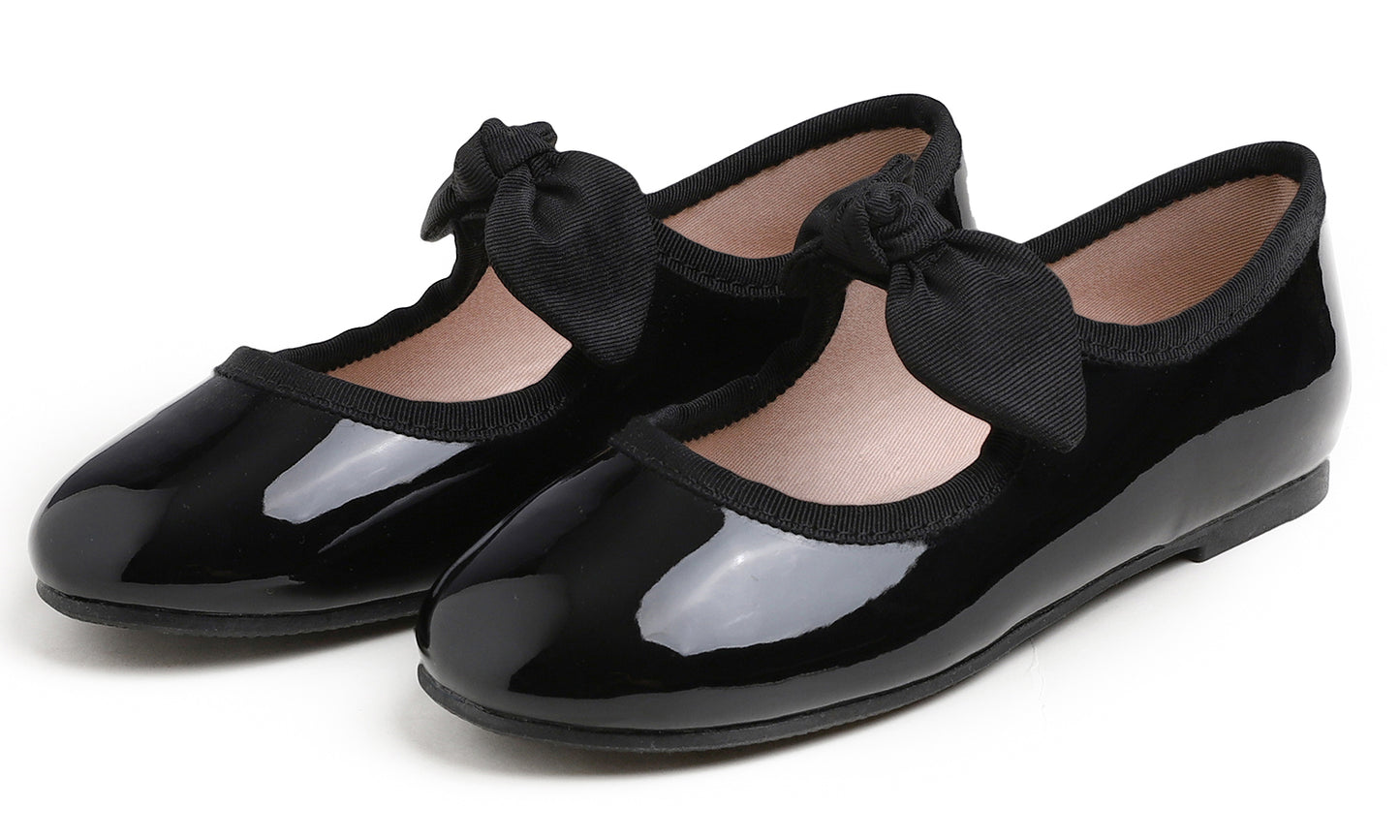 Feversole Girls Cute Dress Mary Jane Shoes Little Kids Casual Buckle Strap Flats Vegan Leather Bow Elastic