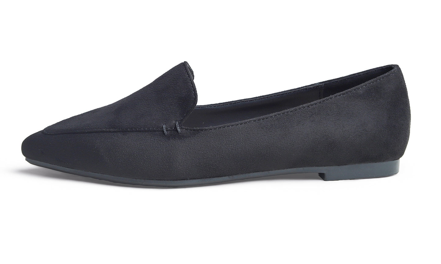 Feversole Women's Loafer Flat Pointed Fashion Slip On Comfort Driving Office Shoes Suede