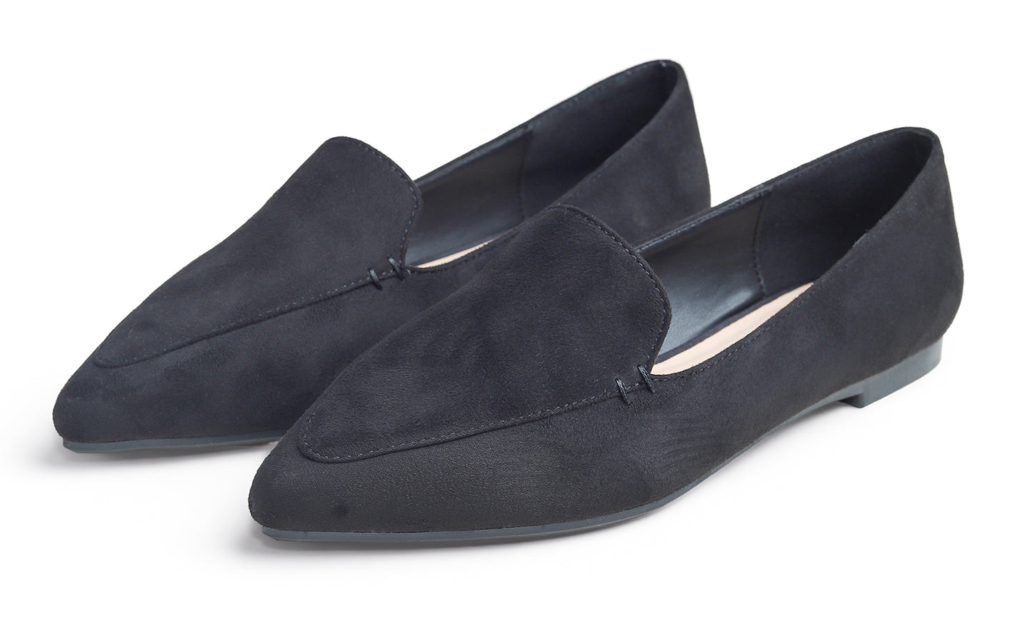 Feversole Women's Loafer Flat Pointed Fashion Slip On Comfort Driving Office Shoes Suede