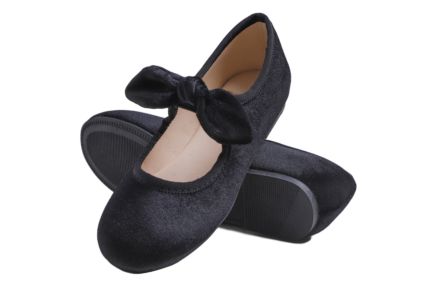 Feversole Girls Cute Dress Mary Jane Shoes Little Kids Casual Buckle Strap Flats Velvet Bow Elastic