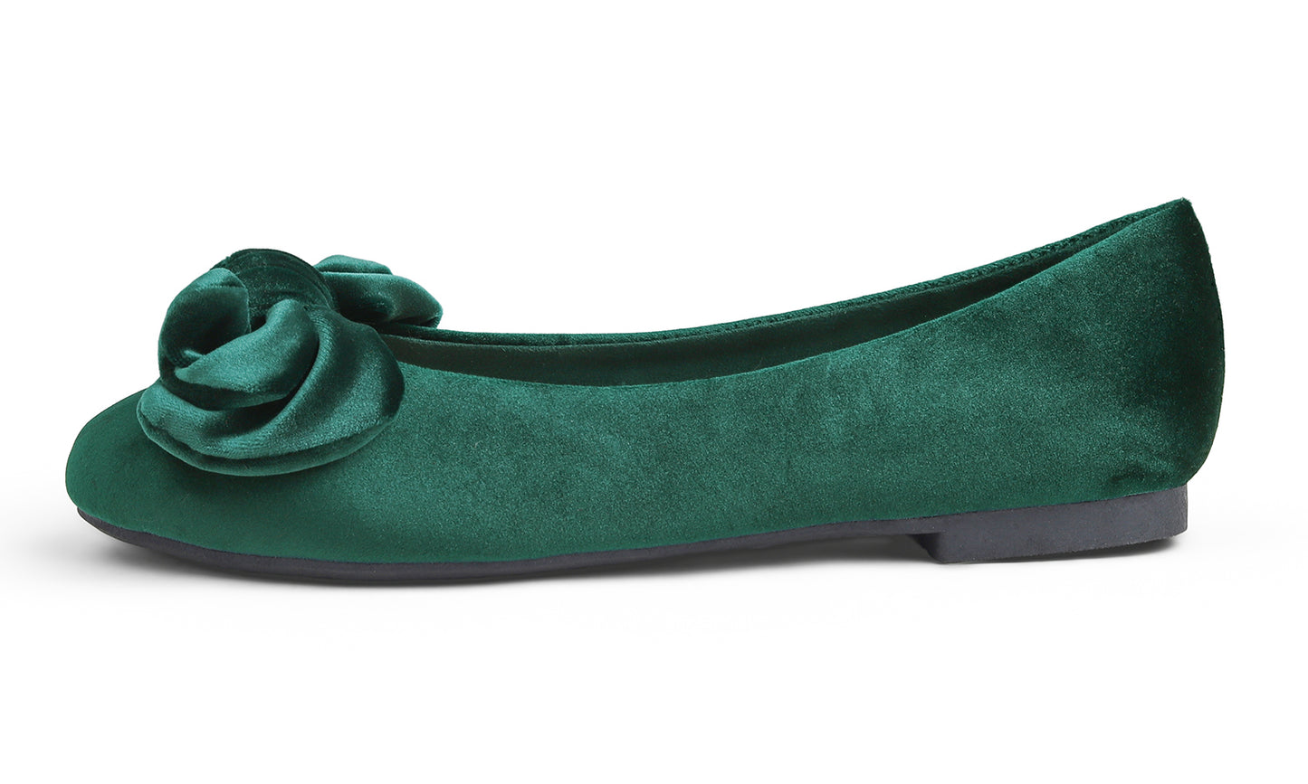 Feversole Women's Round Toe Cute Bow Trim Ballet Flats Velvet Twist Bow