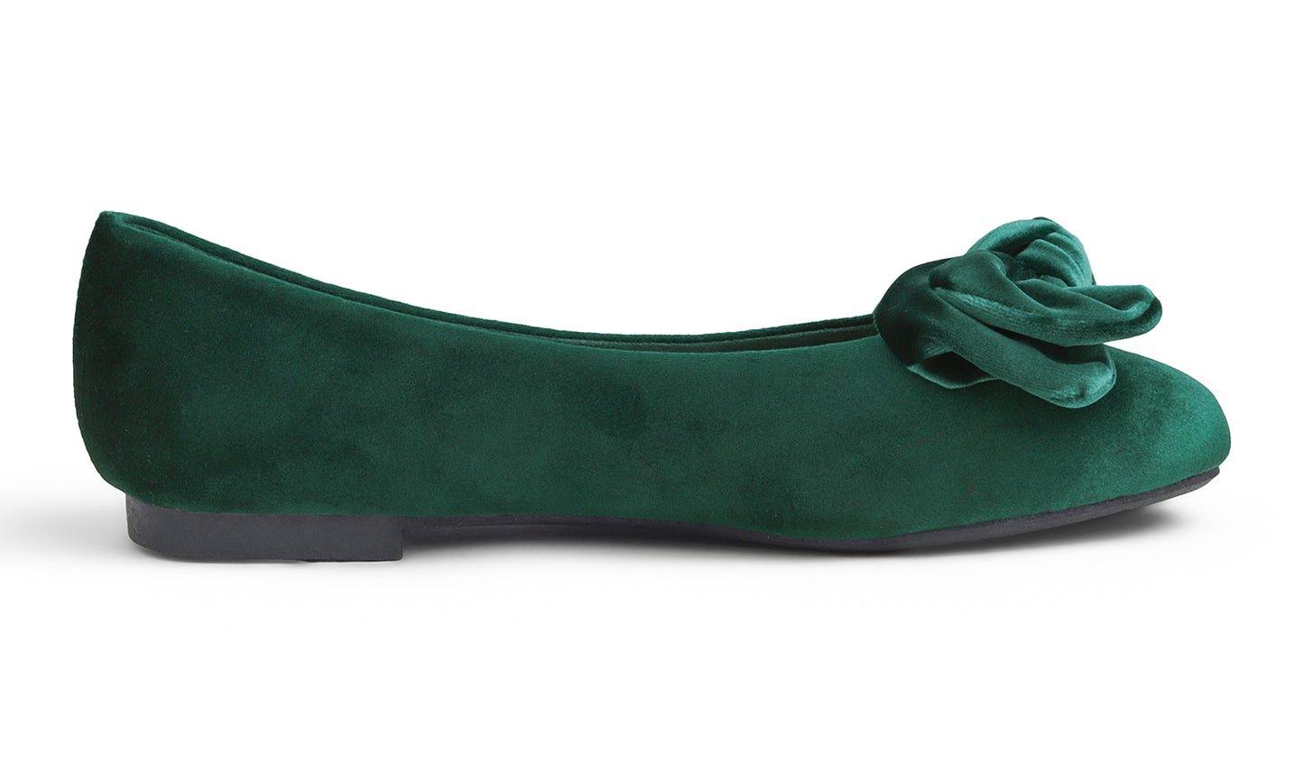 Feversole Women's Round Toe Cute Bow Trim Ballet Flats Velvet Twist Bow