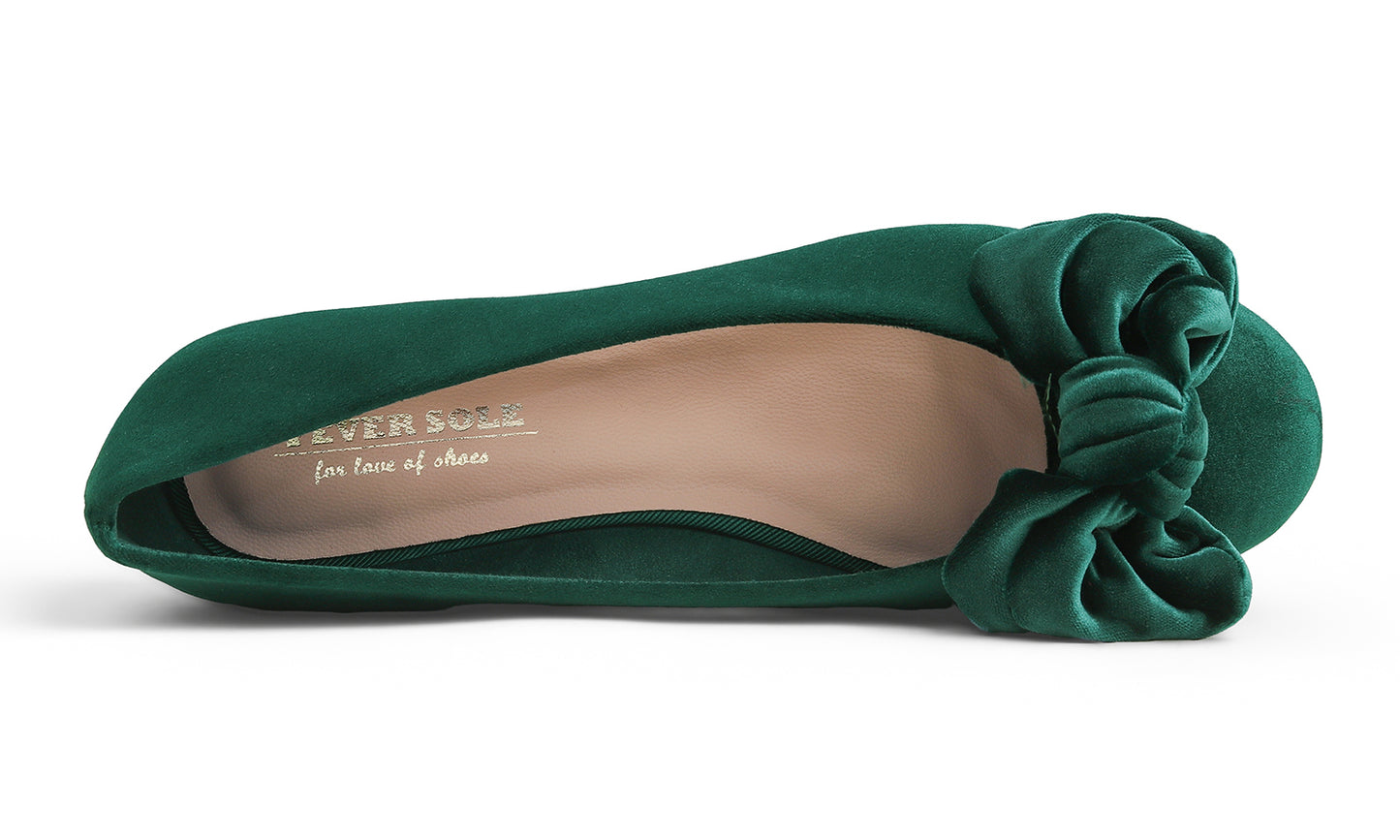 Feversole Women's Round Toe Cute Bow Trim Ballet Flats Velvet Twist Bow