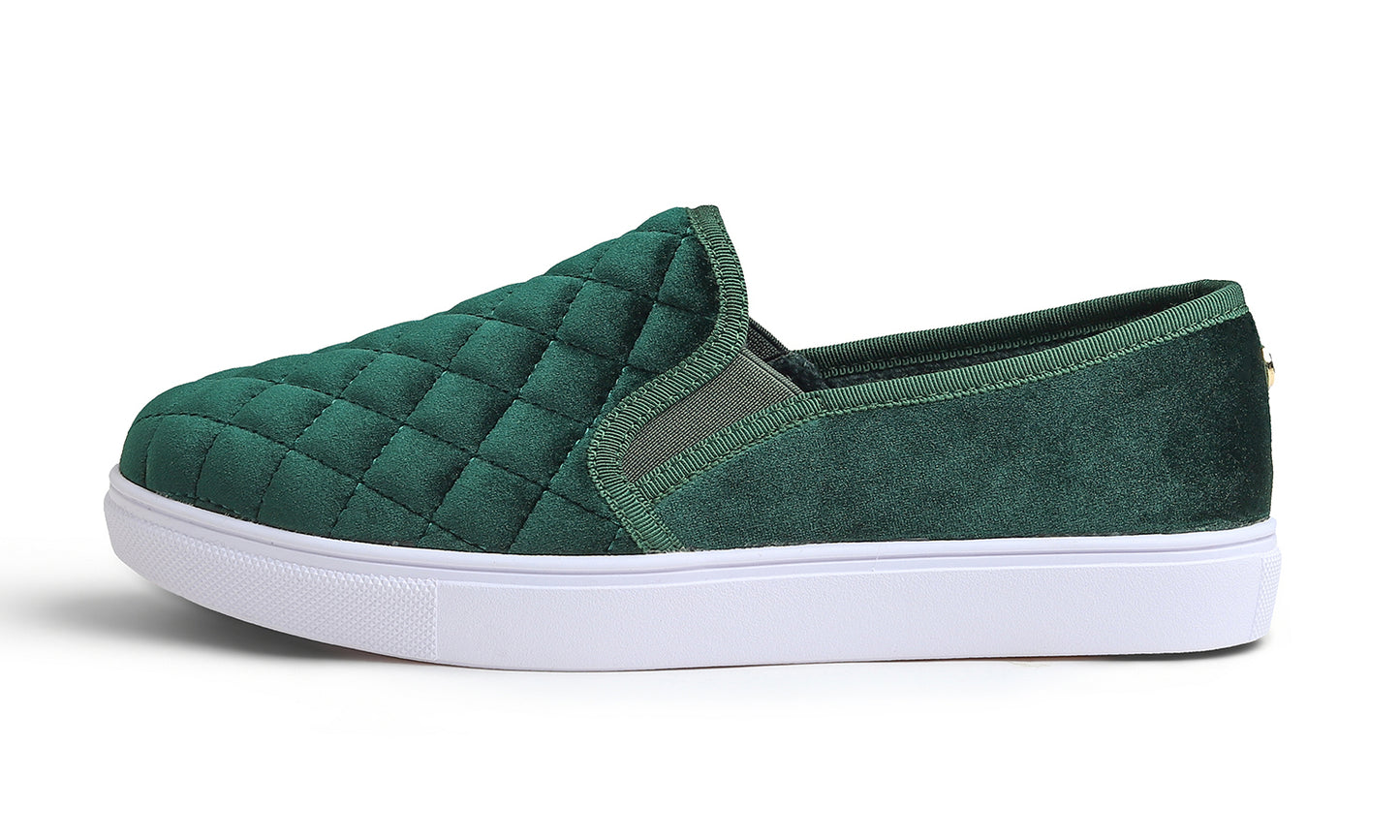 Feversole Women's Casual Slip On Sneaker Comfort Quilted Loafer Flats Velvet Quilted