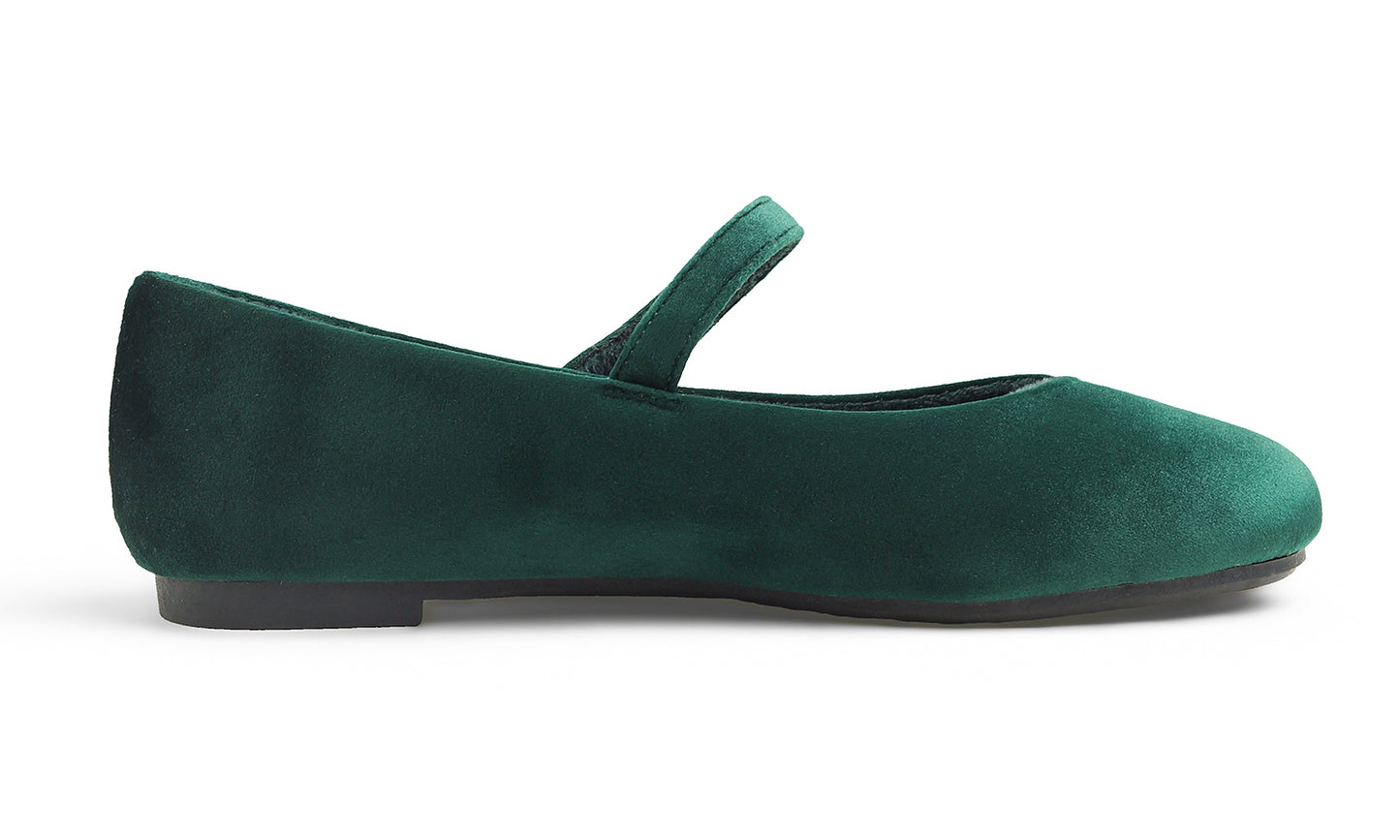 Feversole Women's Mary Jane Fashion Round Toe Easy Buckle Slip On Flats Velvet Fur Lined