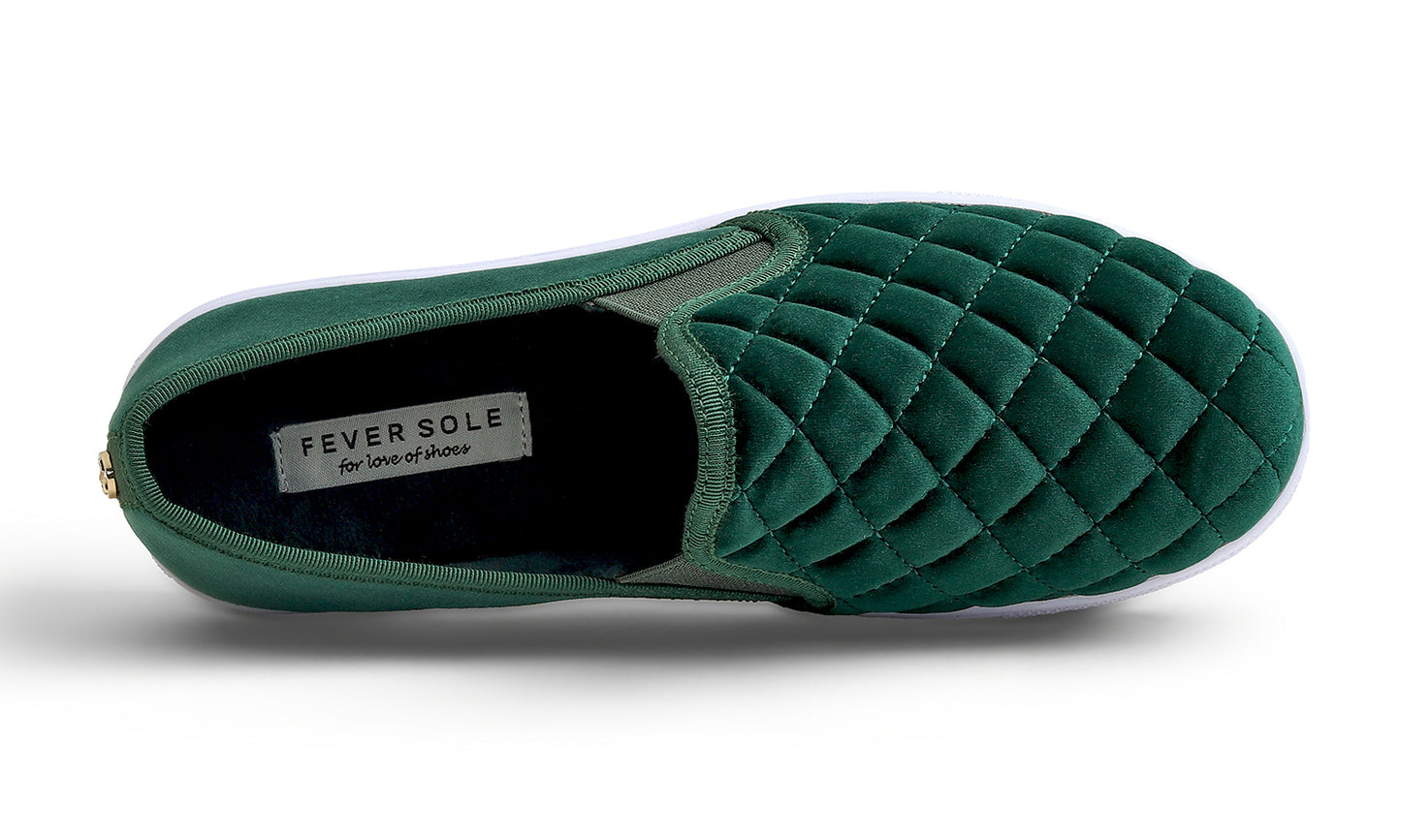 Feversole Women's Casual Slip On Sneaker Comfort Quilted Loafer Flats Velvet Quilted