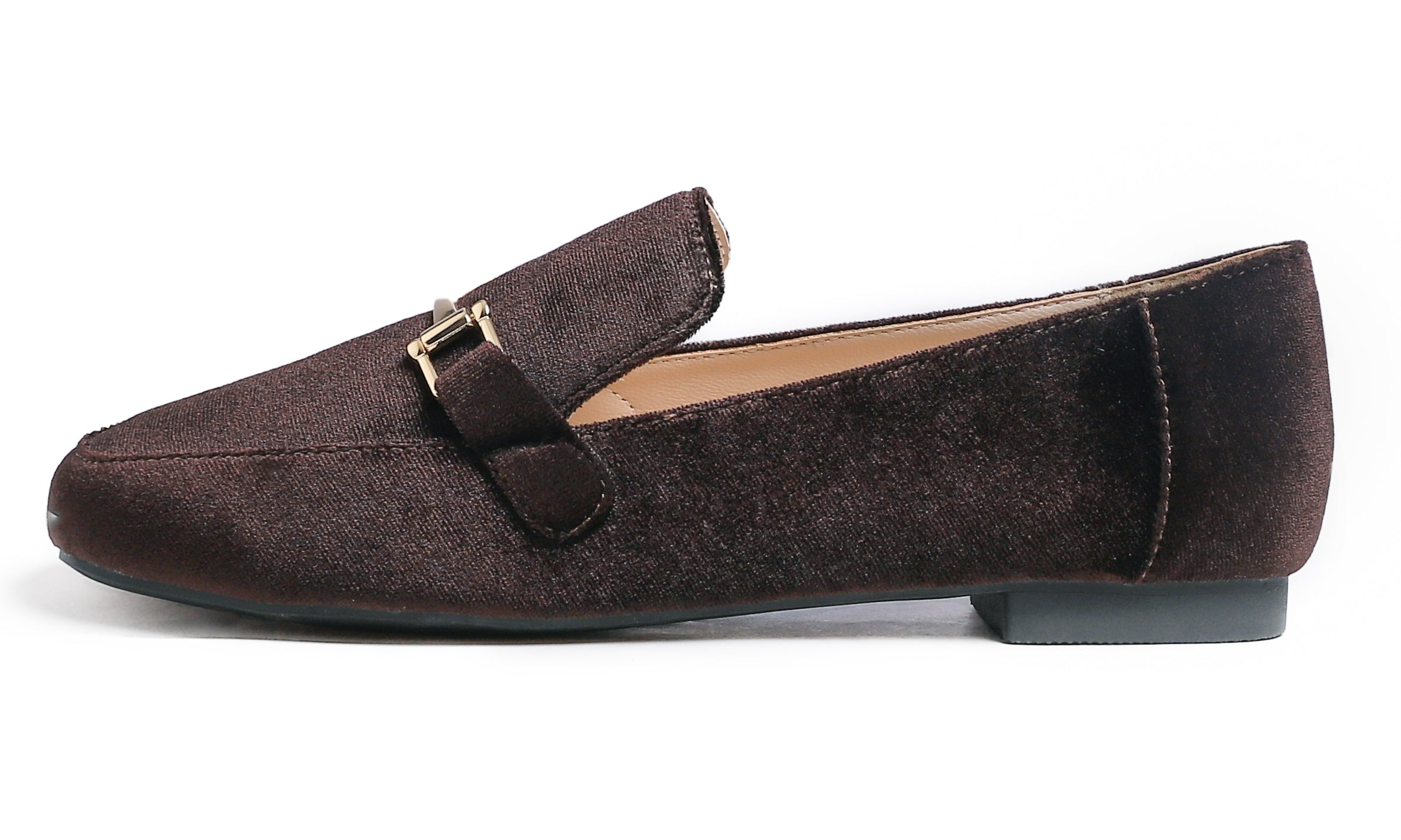 Feversole Women's Fashion Trim Deco Loafer Flats Brown Velvet