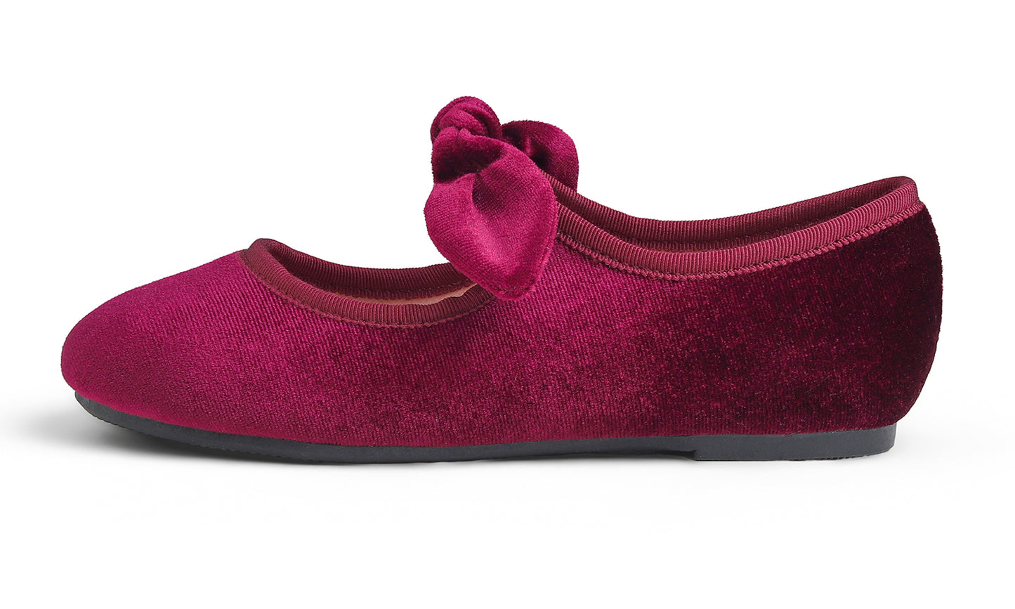 Feversole Girls Cute Dress Mary Jane Shoes Little Kids Casual Buckle Strap Flats Velvet Bow Elastic