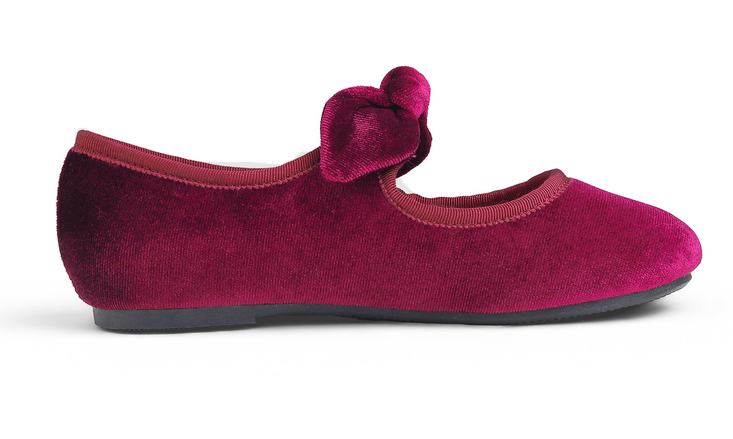 Feversole Girls Cute Dress Mary Jane Shoes Little Kids Casual Buckle Strap Flats Velvet Bow Elastic