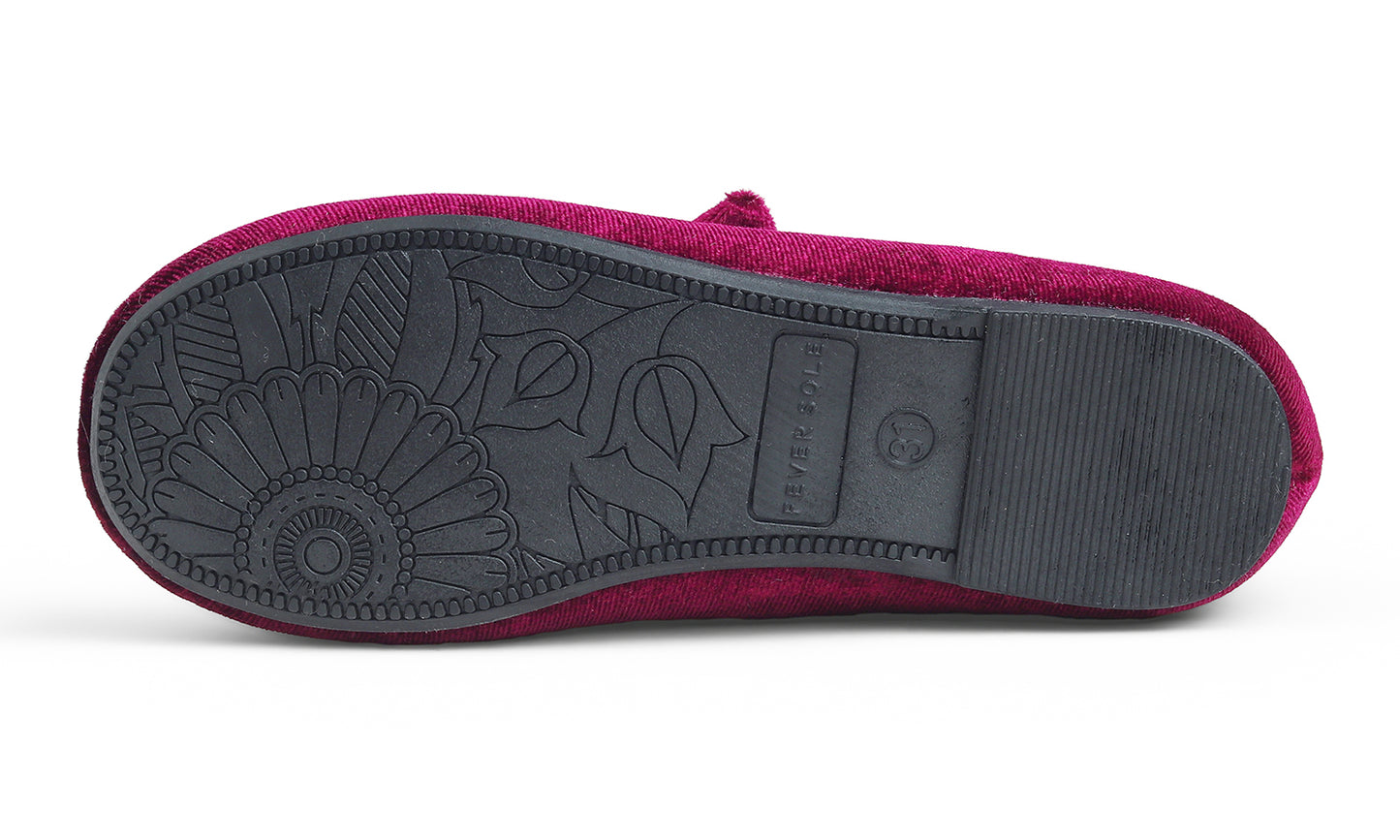 Feversole Girls Cute Dress Mary Jane Shoes Little Kids Casual Buckle Strap Flats Velvet Bow Elastic