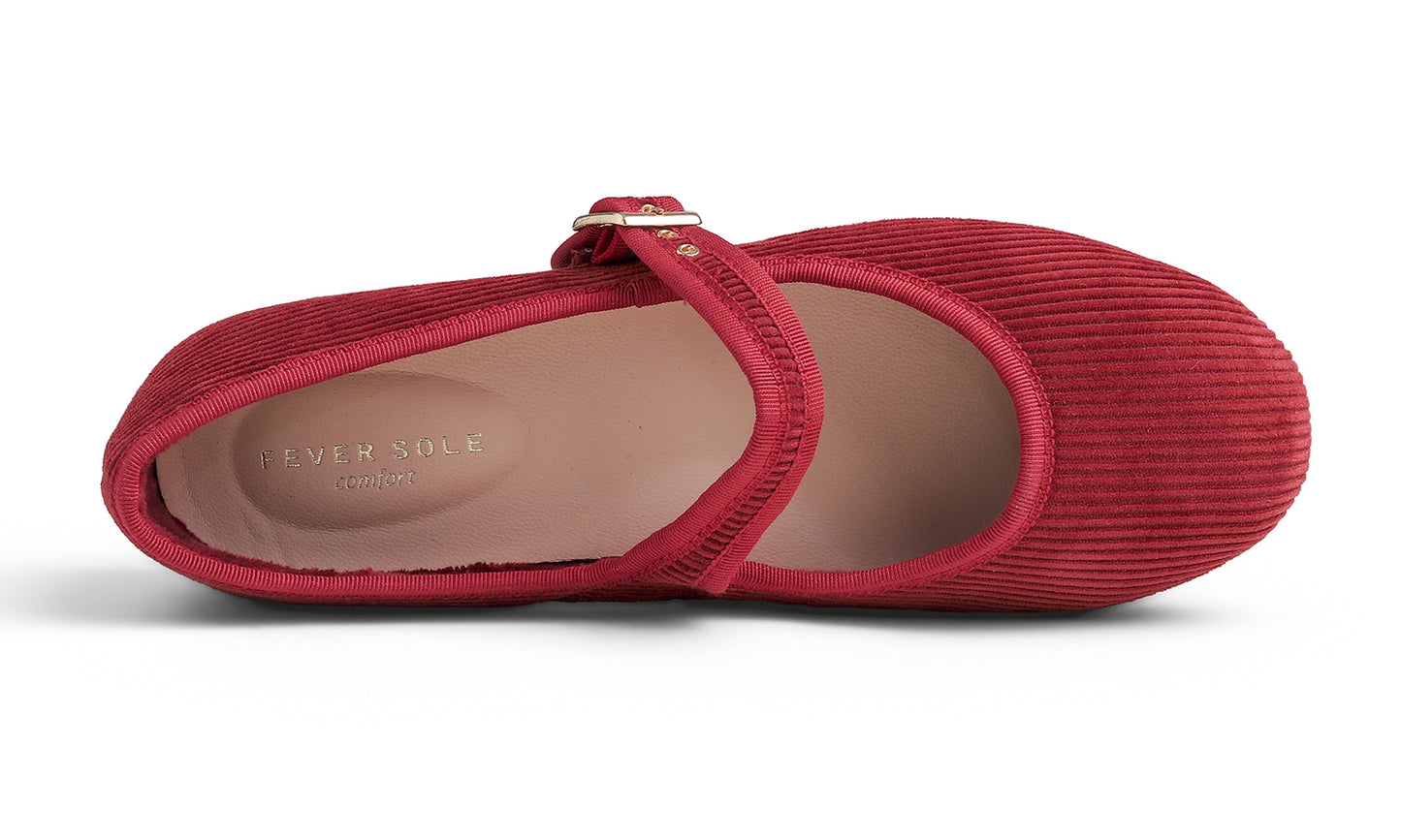 Feversole Women's Soft Cushion Extra Padded Comfort Round Toe Mary Jane Breathable Fabric Fashion Ballet Flats Walking Shoes Corduroy