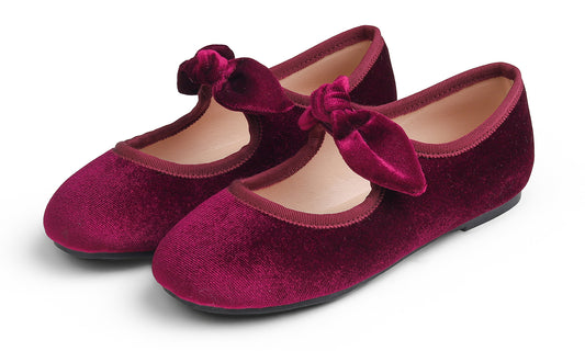 Feversole Girls Cute Dress Mary Jane Shoes Little Kids Casual Buckle Strap Flats Velvet Bow Elastic