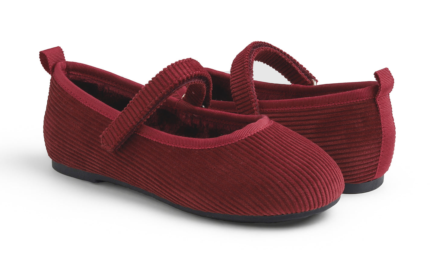 Feversole Girls Cute Dress Mary Jane Shoes Soft Sunday Holiday Ballet Flats Corduroy