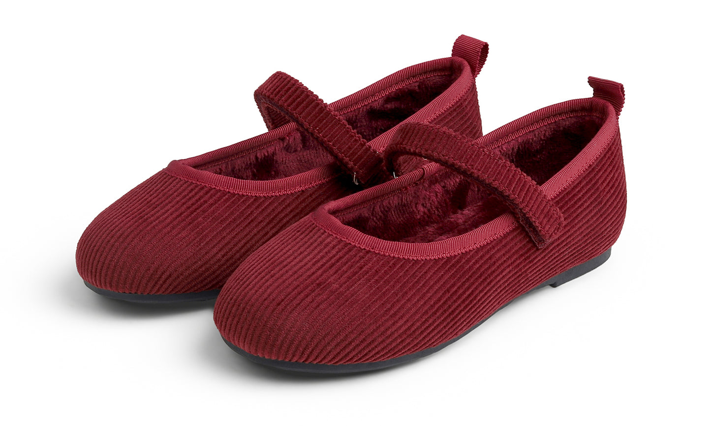 Feversole Girls Cute Dress Mary Jane Shoes Soft Sunday Holiday Ballet Flats Corduroy