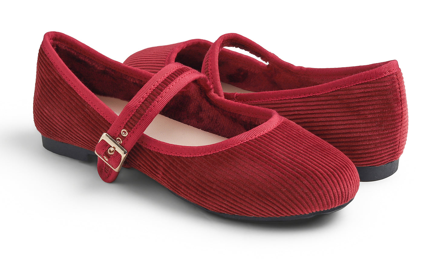 Feversole Women's Soft Cushion Extra Padded Comfort Round Toe Mary Jane Breathable Fabric Fashion Ballet Flats Walking Shoes Corduroy