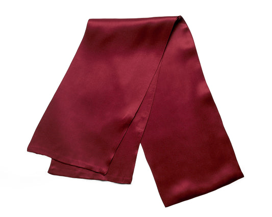 BREEZE NOUTHERLY Women's 100% Pure Mulberry Silk Scarf Double Sided Rectangle Tie Head Neck Waist Strip -17X150 Solid Burgundy