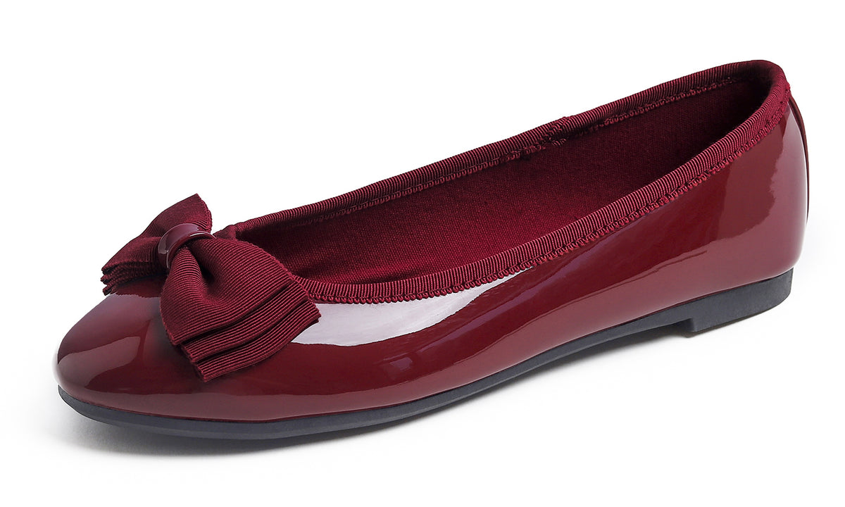Feversole Women's Round Toe Cute Bow Trim Ballet Flats Dolly Shoes