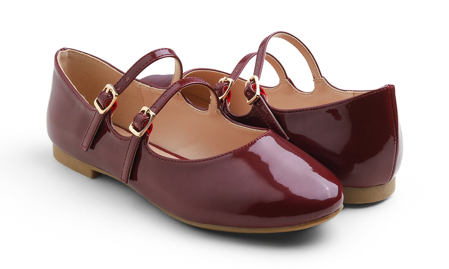 Feversole Mary Jane Flat - Burgundy