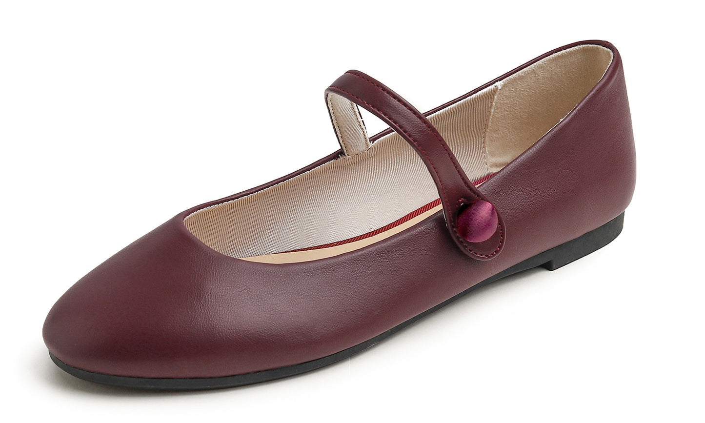 Feversole Women's Mary Jane Fashion Round Toe Easy Buckle Slip On Flats
