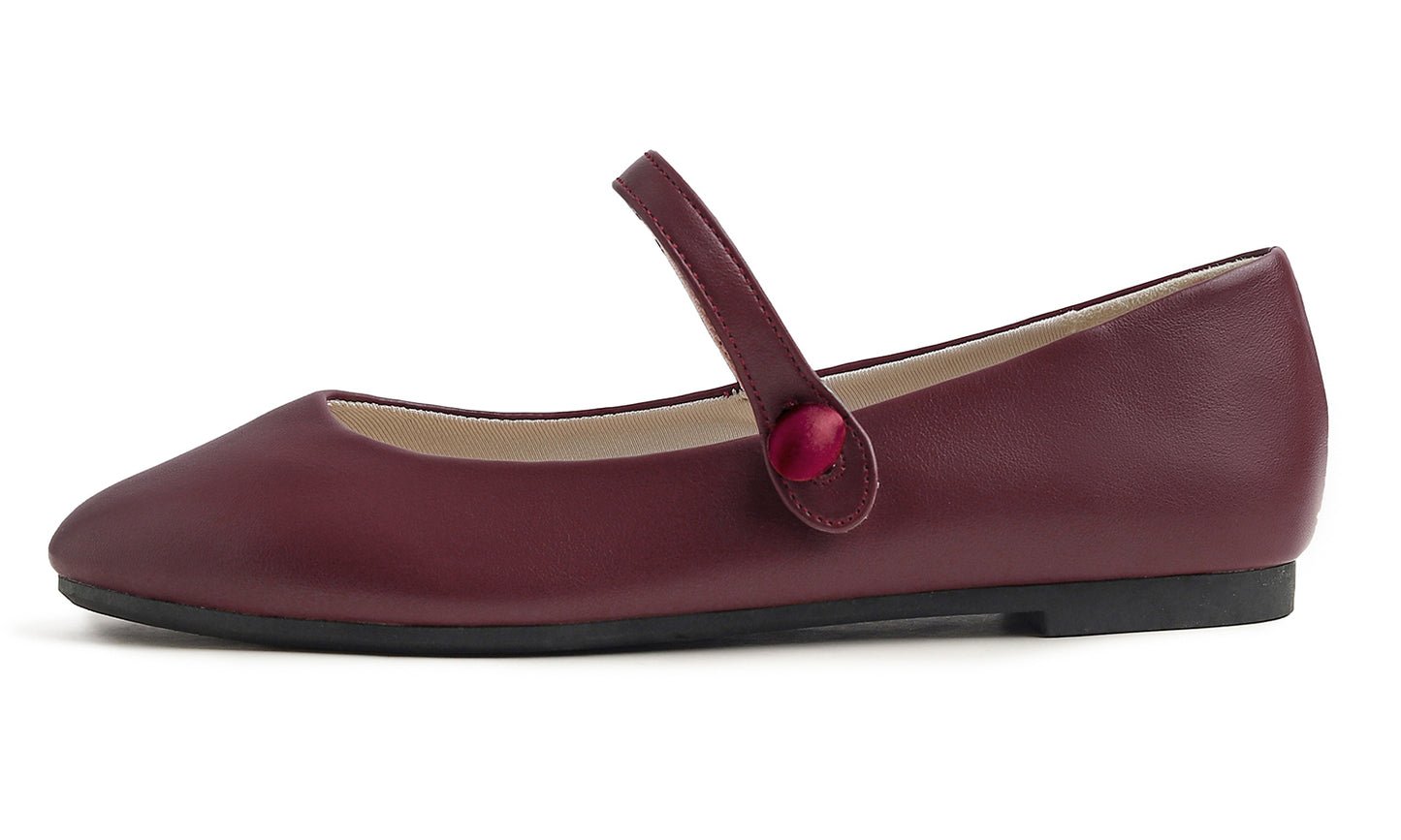 Feversole Women's Mary Jane Fashion Round Toe Easy Buckle Slip On Flats